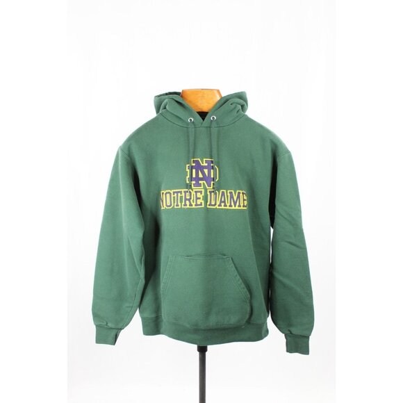 Champion NOTRE DAME Dark Green Cotton Blend Fleece Hoodie Sweatshirt, Size M - Picture 1 of 11